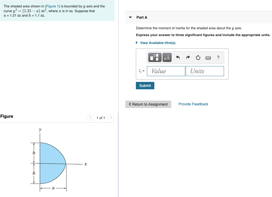 Solved The shaded area shown in (Figure 1) is bounded by y | Chegg.com