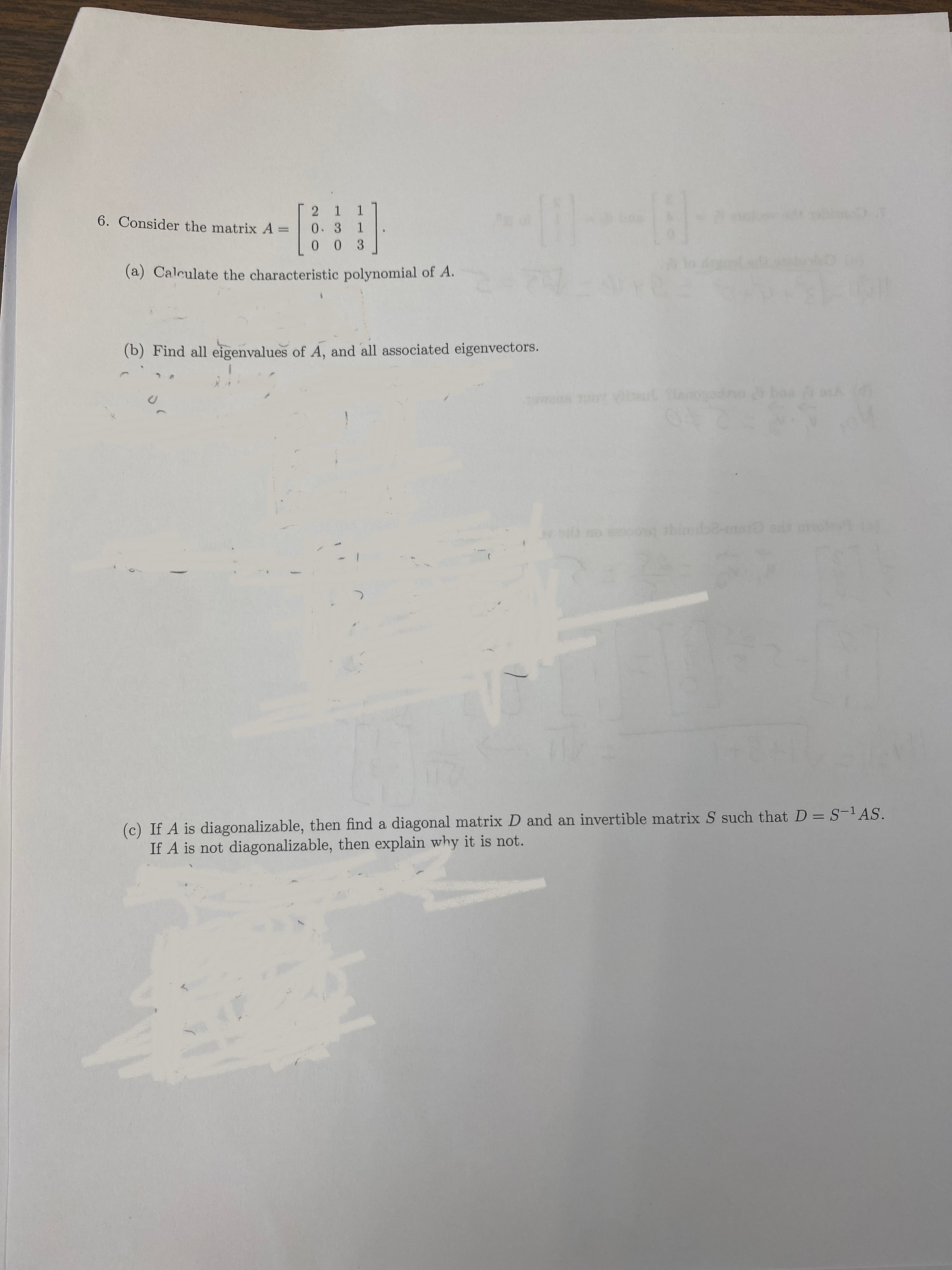 Solved (a) Calculate The Characteristic Polynomial Of A. (b) | Chegg.com