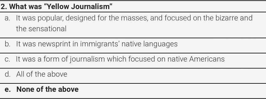 Solved 2. What Was "Yellow Journalism" A. It Was Popular, | Chegg.com