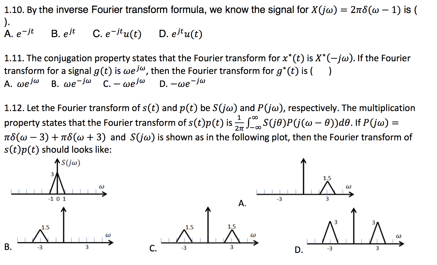 Solved 1 10 By The Inverse Fourier Transform Formula We Chegg Com
