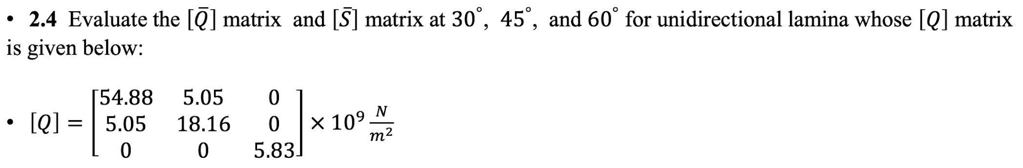 - 2.4 Evaluate the [Qˉ] matrix and [Sˉ] matrix at | Chegg.com