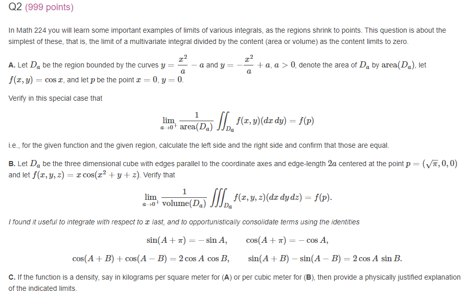 Q2 (999 points) In Math 224 you will learn some | Chegg.com