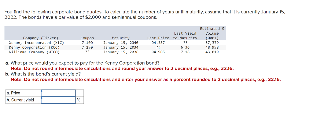 Solved You find the following corporate bond quotes. To | Chegg.com