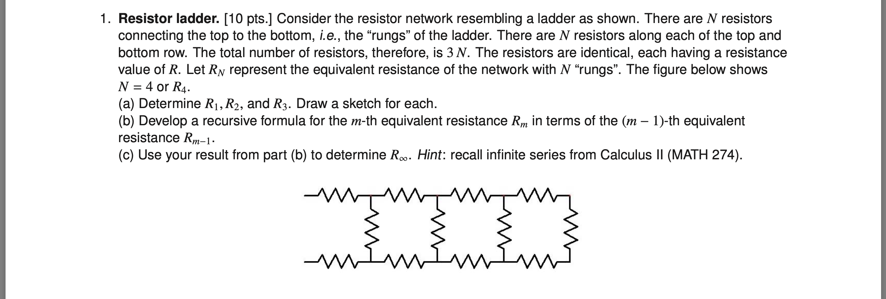 Solved 1. Resistor ladder. [10 pts.] Consider the resistor
