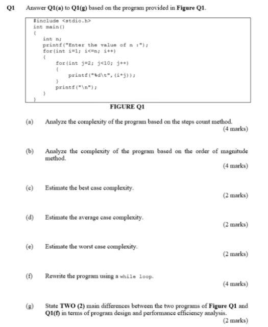 Solved Q1 Answer Q1(a) to Q1(g) based on the program | Chegg.com