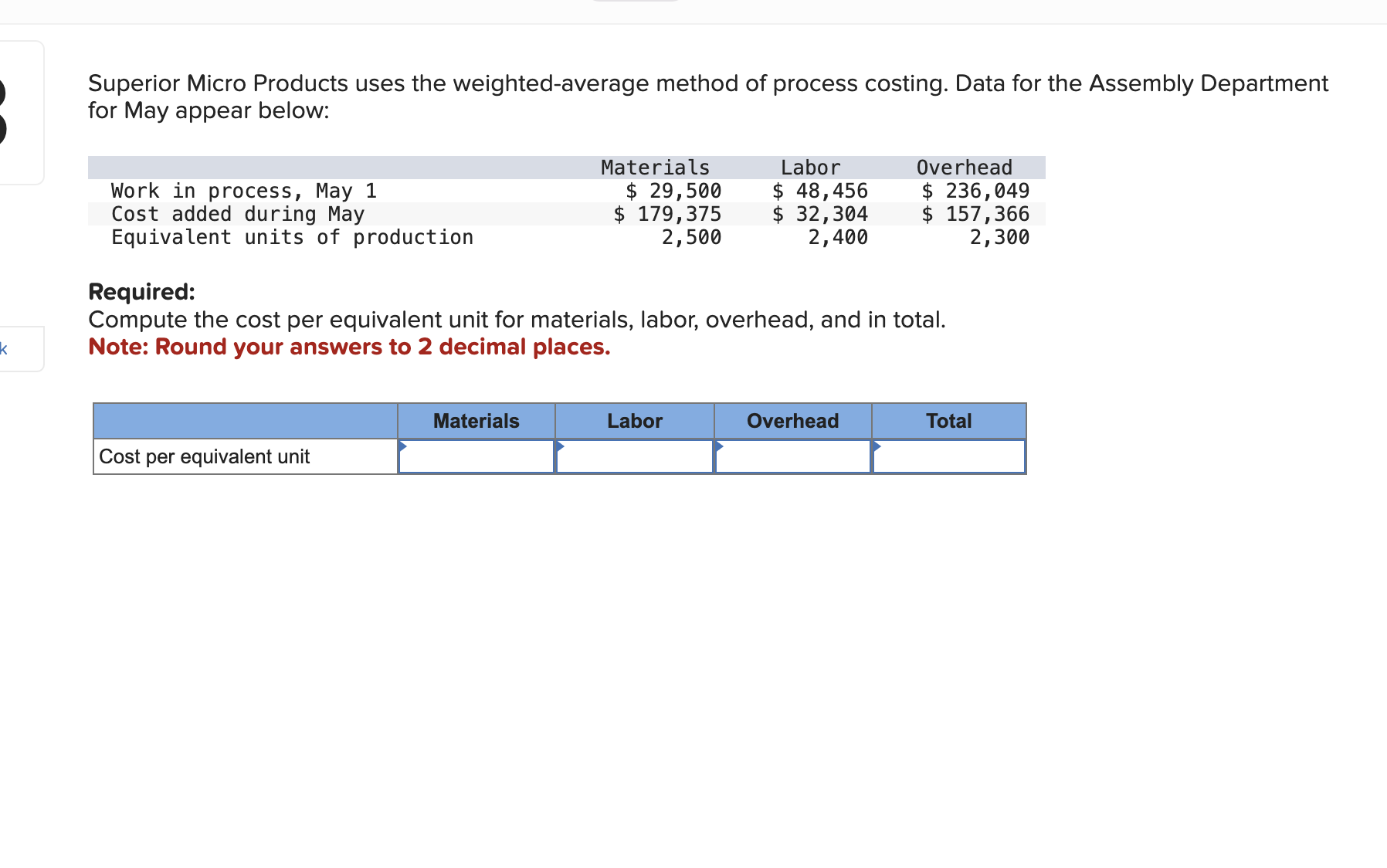 Solved Superior Micro Products uses the weighted-average | Chegg.com