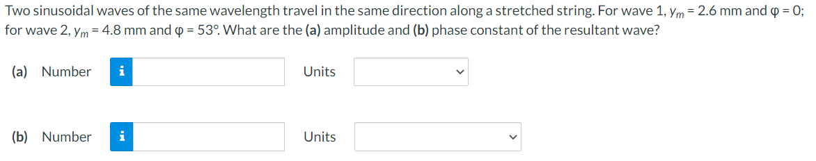 Solved Two sinusoidal waves of the same wavelength travel in | Chegg.com