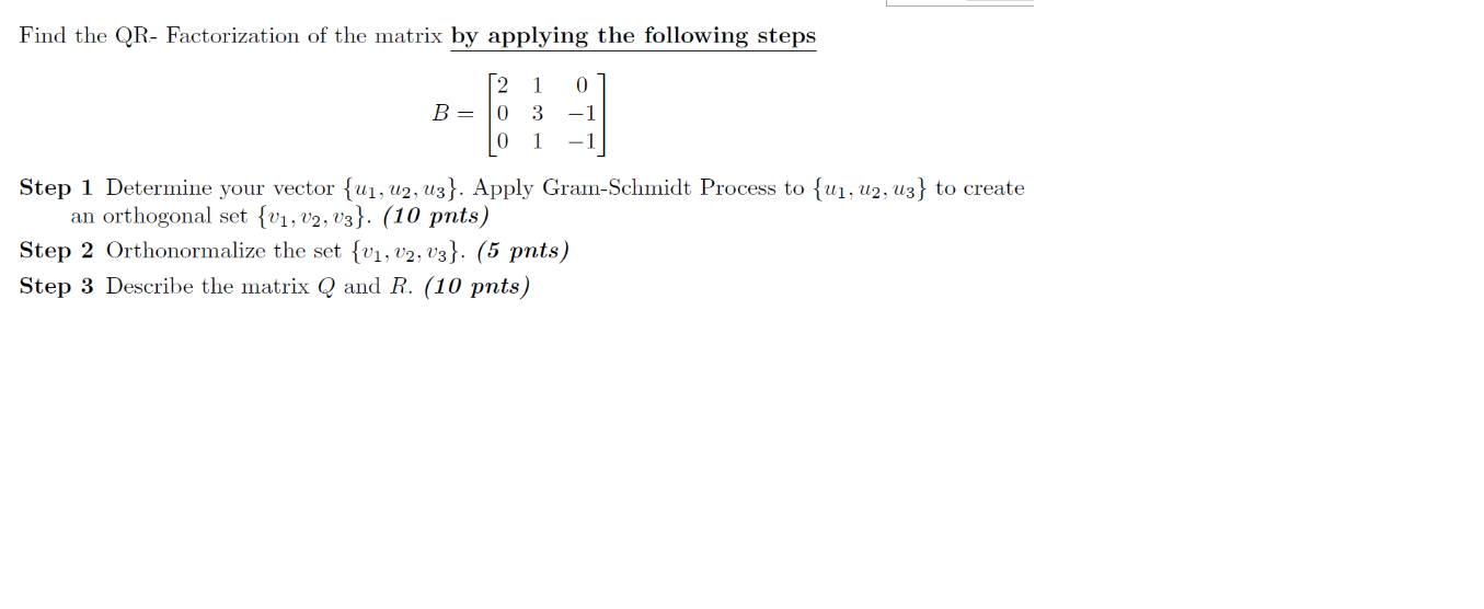 Solved Find The QR- Factorization Of The Matrix By Applying | Chegg.com