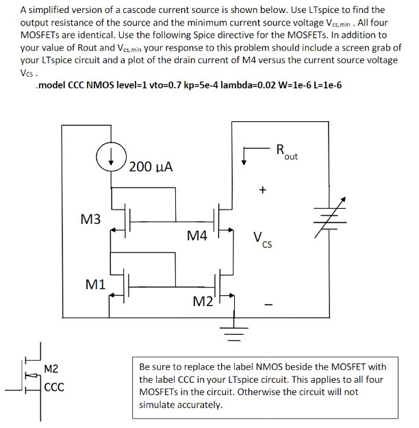 Solved A simplified version of a cascode current source is | Chegg.com