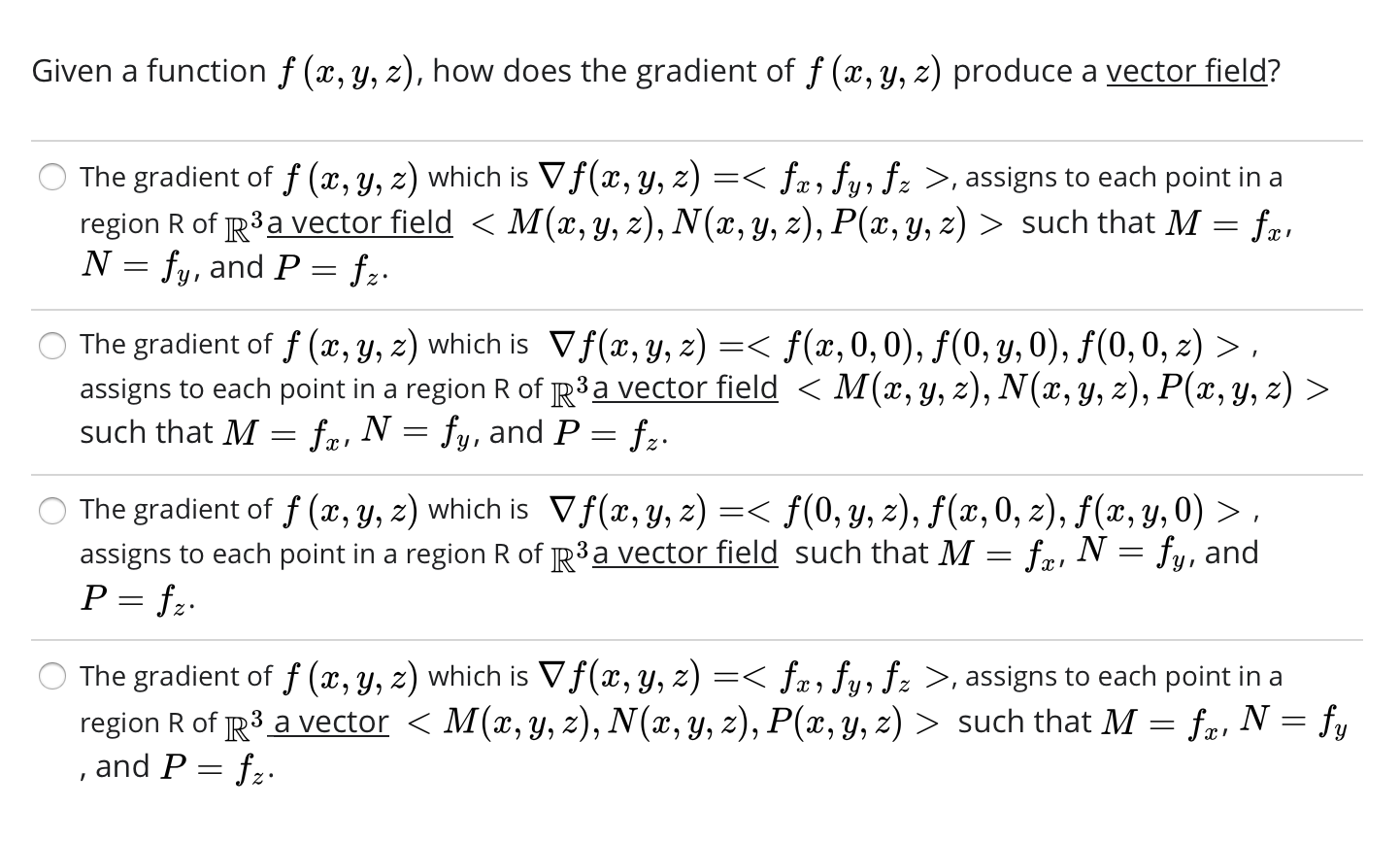 Solved Given A Function F X Y Z How Does The Gradien Chegg Com