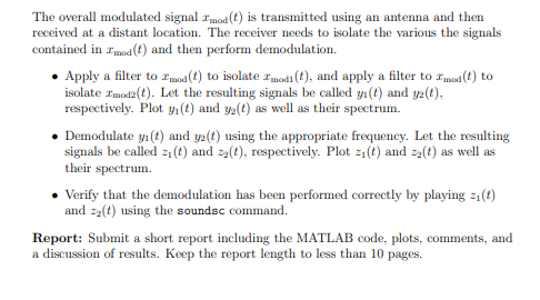 Part 2: Modulation and Demodulation Note: The signals | Chegg.com