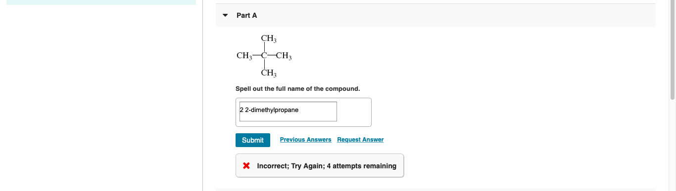 Solved Part C Spell out the full name of the compound. | Chegg.com