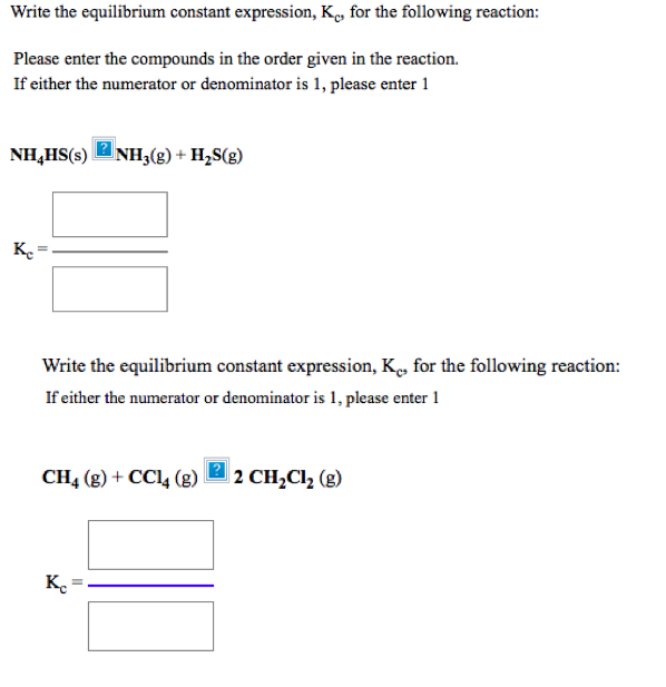 Solved Write The Equilibrium Constant Expression, Kc, For | Chegg.com