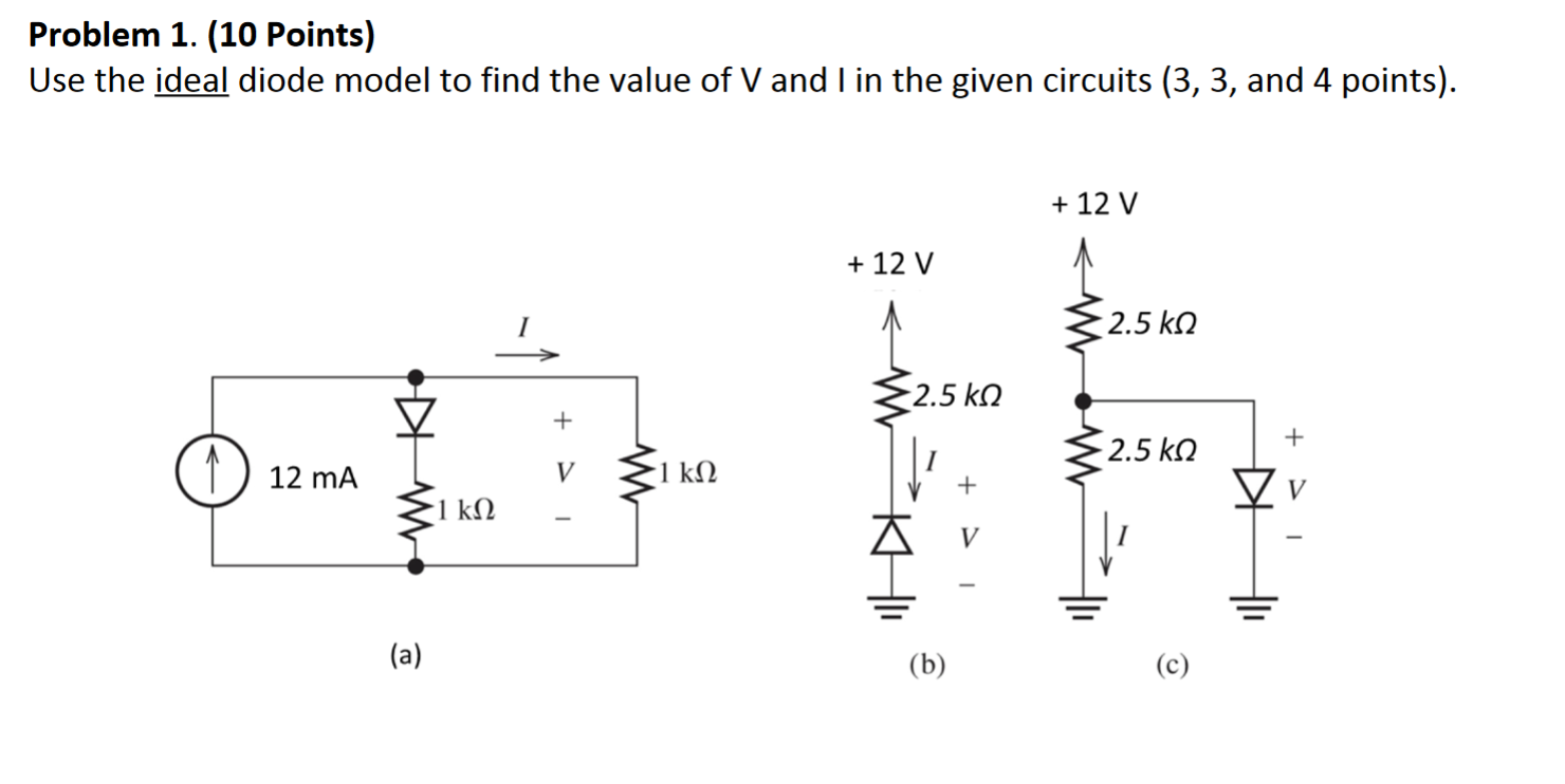 Solved Problem 1. (10 Points) Use The Ideal Diode Model To | Chegg.com