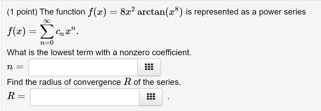 Solved 1 Point The Function F X 8x2 Arctan 28 Is Re Chegg Com