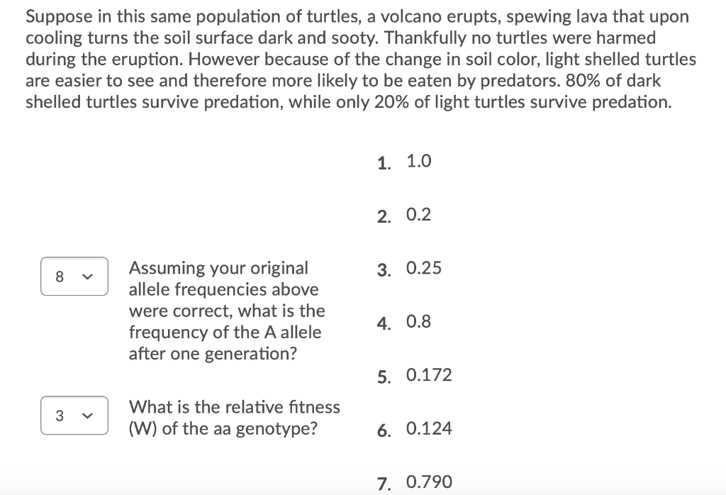 Solved Question 1 (2 Points) A Population Of Turtles Is | Chegg.com