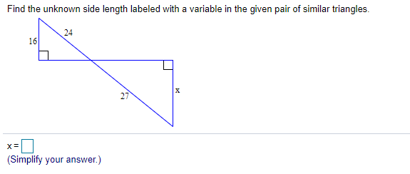 Solved Find the unknown side length labeled with a variable | Chegg.com