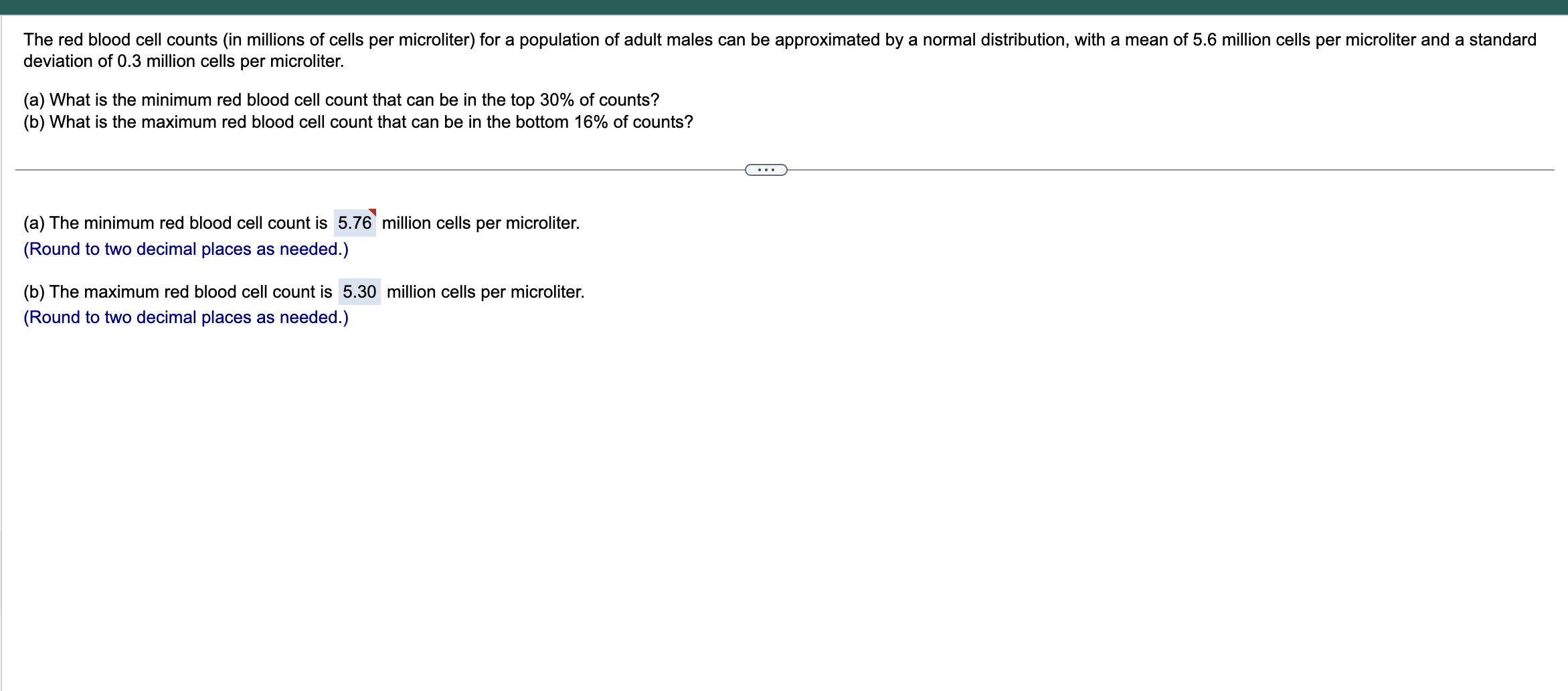 Solved Deviation Of 0.3 Million Cells Per Microliter. (a) 