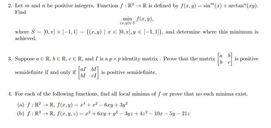 Solved 2. Let m and n be positive integers. Function f : R2 | Chegg.com