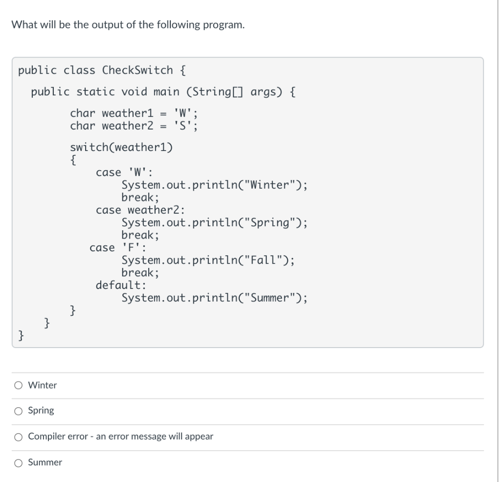 Solved What will be the output of the following program. | Chegg.com