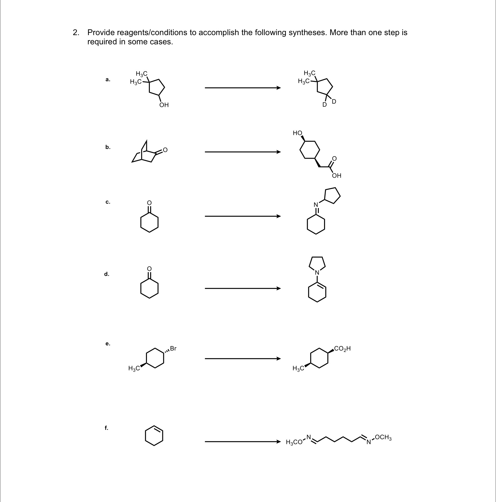 Solved 2. Provide Reagents/conditions To Accomplish The | Chegg.com