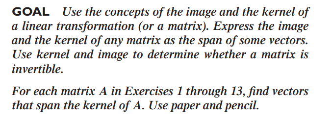 Solved GOAL Use the concepts of the image and the kernel of | Chegg.com