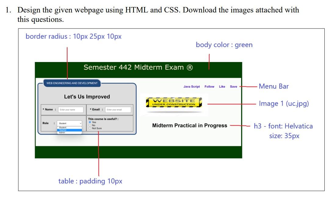 Solved 3. For each style of the HTML Elements is explain | Chegg.com