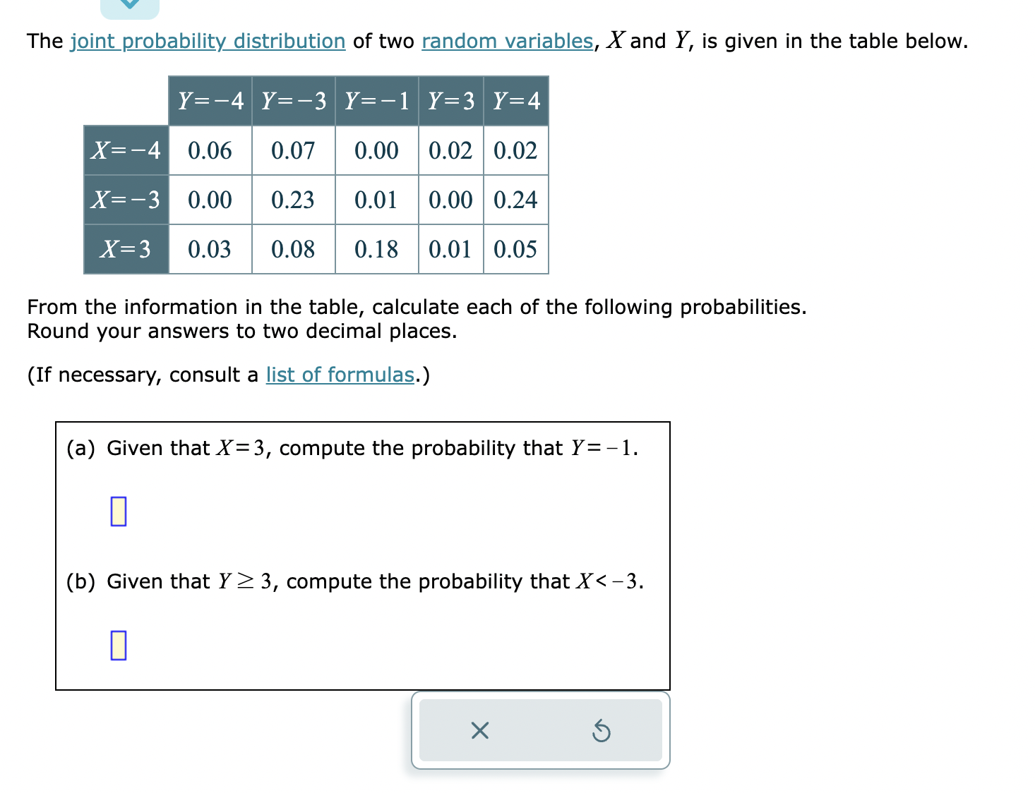 Solved The joint probability distribution of two random | Chegg.com