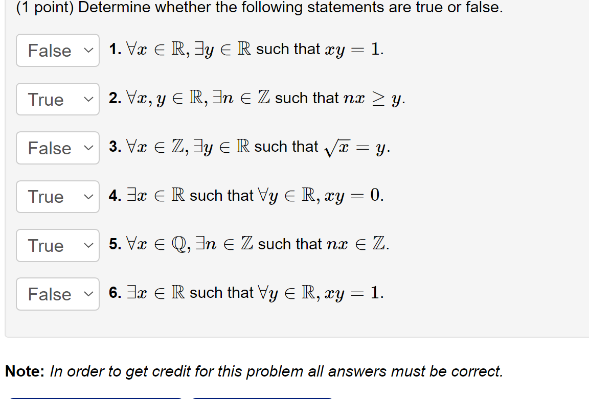 Solved 1 ∀x∈r∃y∈r Such That Xy1 2 ∀xy∈r∃n∈z Such That 3085