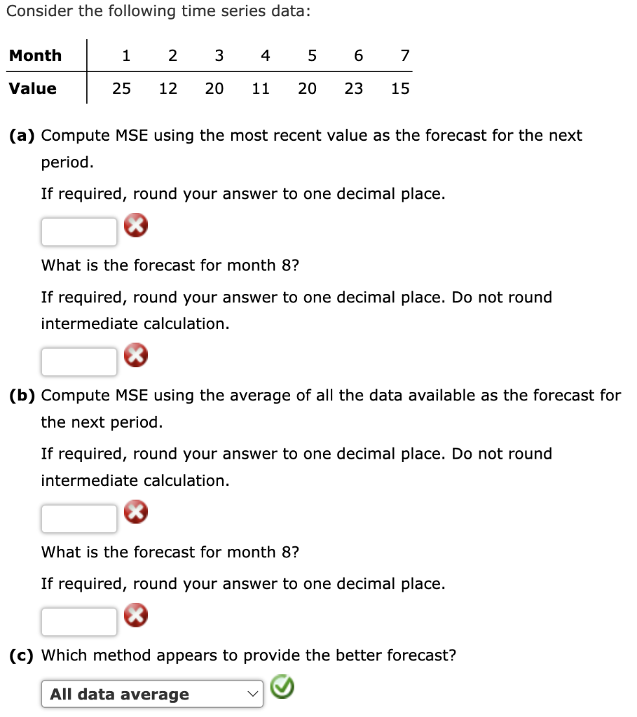 Solved Consider the following time series data: (a) Compute | Chegg.com