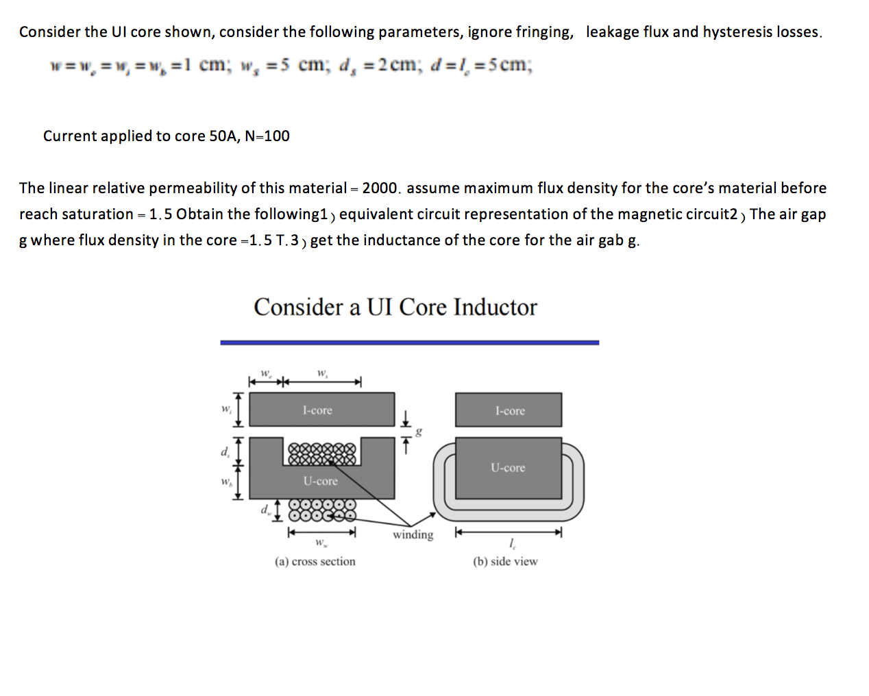 Solved Consider The Ul Core Shown Consider The Following Chegg Com