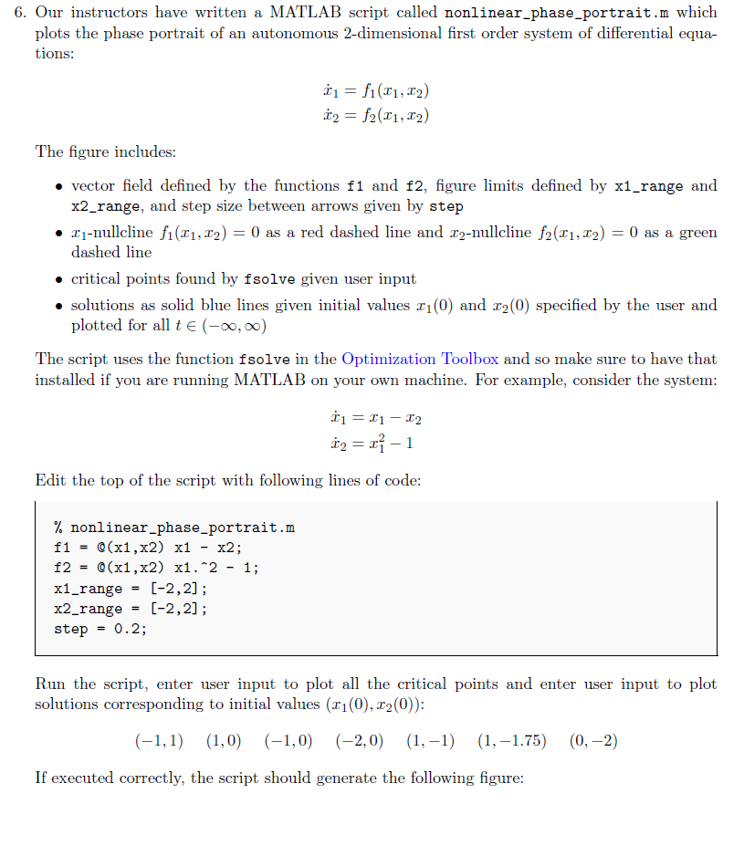 6. Our instructors have written a MATLAB script | Chegg.com