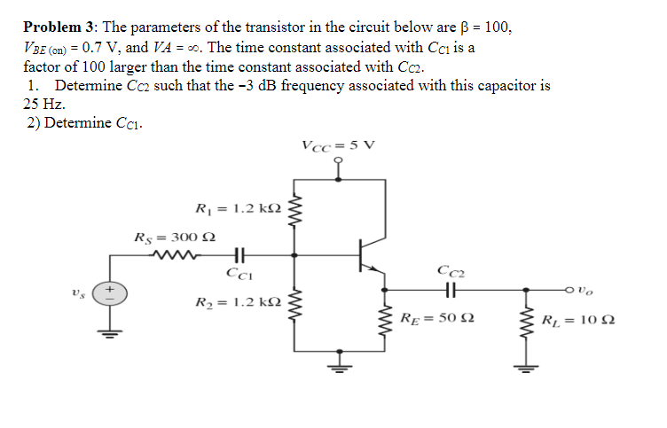 Solved Problem 3: The parameters of the transistor in the | Chegg.com