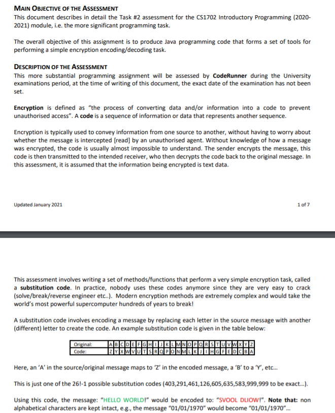 Solved MAIN OBJECTIVE OF THE ASSESSMENT This document | Chegg.com