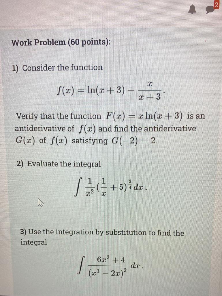 Solved Work Problem (60 points): 1) Consider the function 20 | Chegg.com