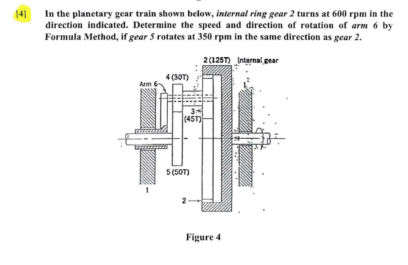 Solved In The Planetary Gear Train Shown Below, Internal | Chegg.com