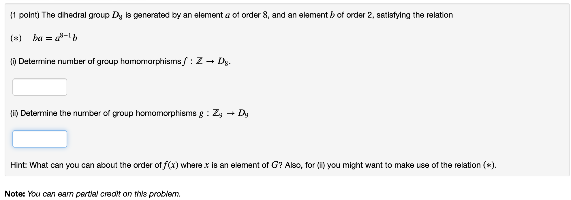 (1 Point) The Dihedral Group D8 Is Generated By An | Chegg.com