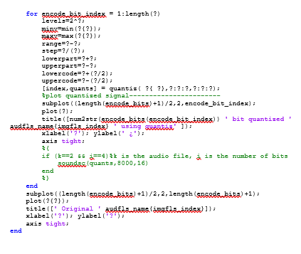 Solved Please fill out the question marks in the Matlab Code | Chegg.com