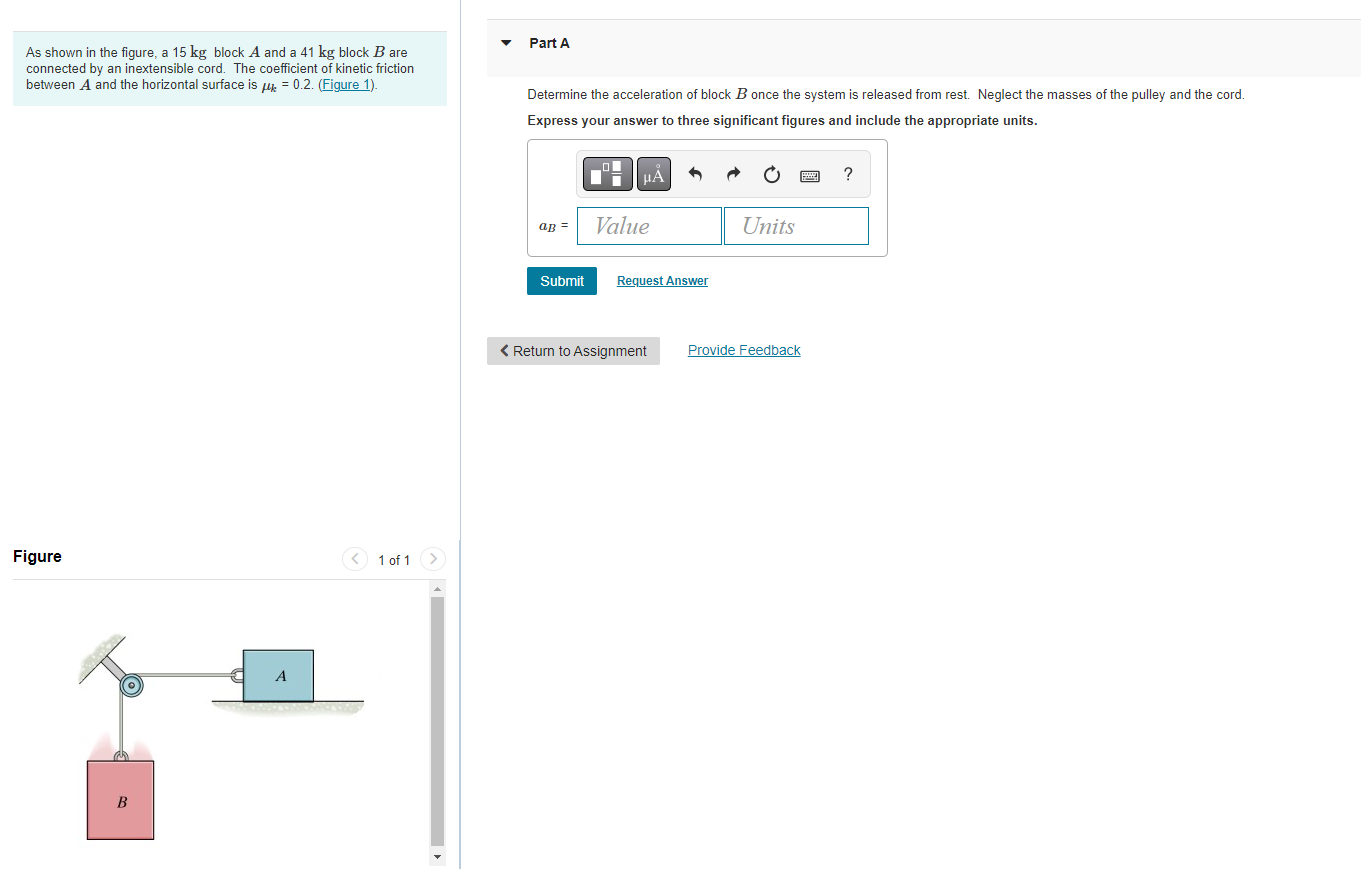 Solved As shown in the figure, a 15 kg block A and a 41 kg | Chegg.com
