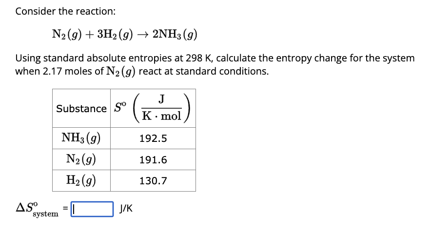 Solved Consider The Reaction N2g3h2g→2nh3g Using 7707