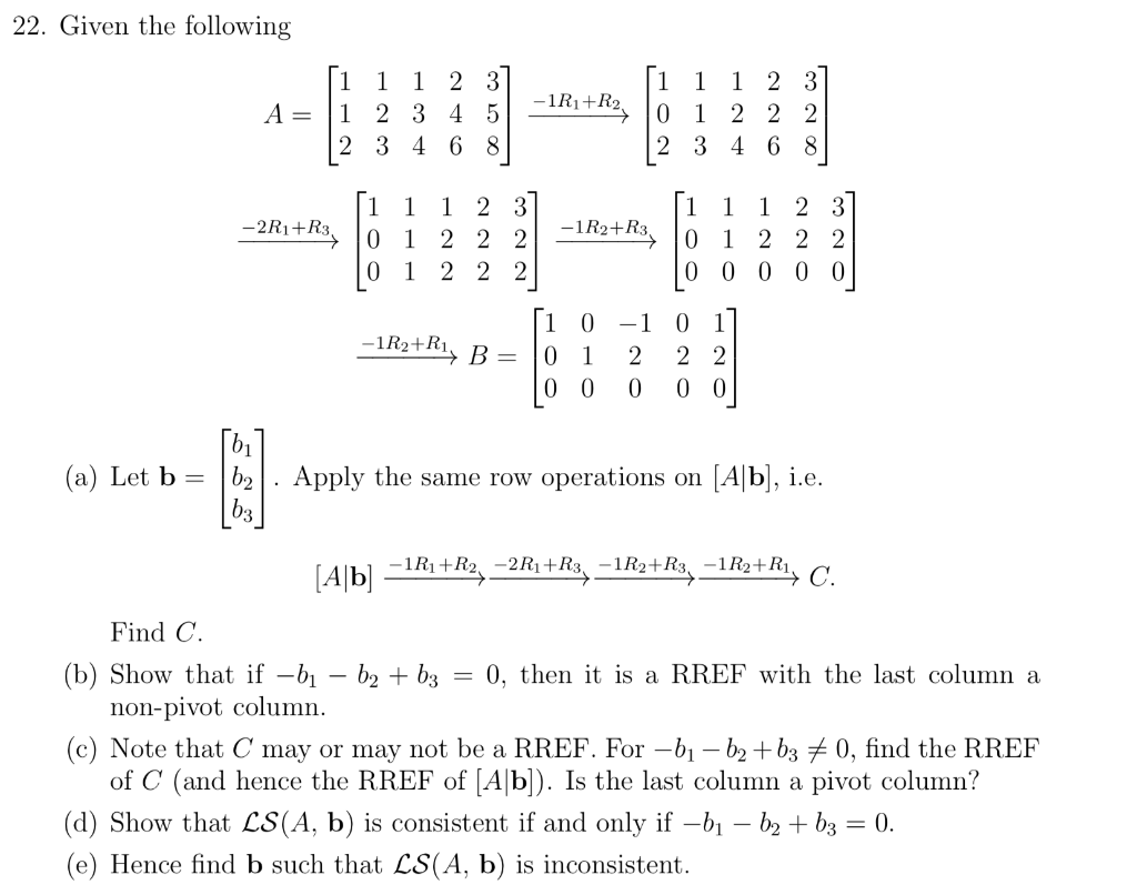 Solved 22. Given the following 1 ſi 1 1 2 3 1 2 3 4 2 3 4 6 | Chegg.com