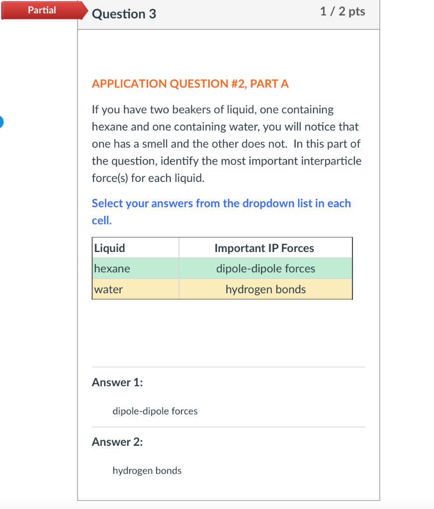 Solved Partial Question 1 2/3 pts APPLICATION QUESTION #1, | Chegg.com