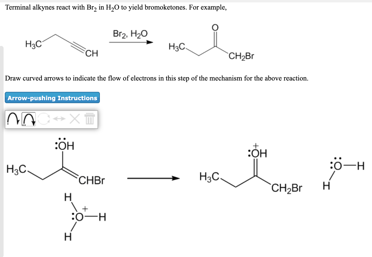 Solved Terminal alkynes react with Br2 in H2O to yield | Chegg.com