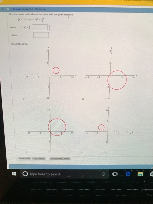 Solved Find the center and radius of the circle with the | Chegg.com