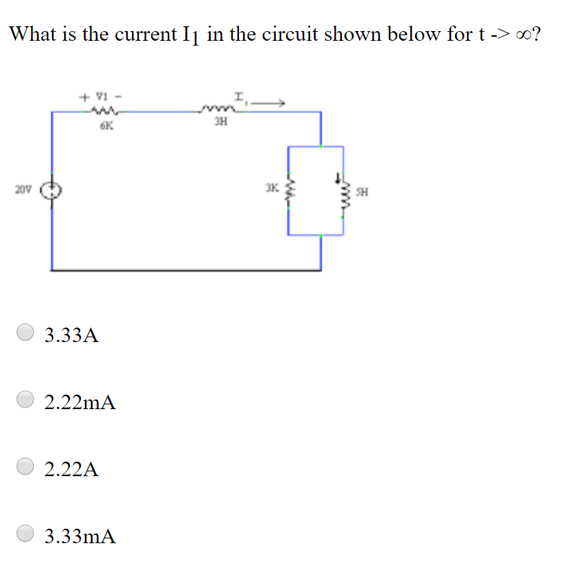 Solved What is the current I1 in the circuit shown below for | Chegg.com