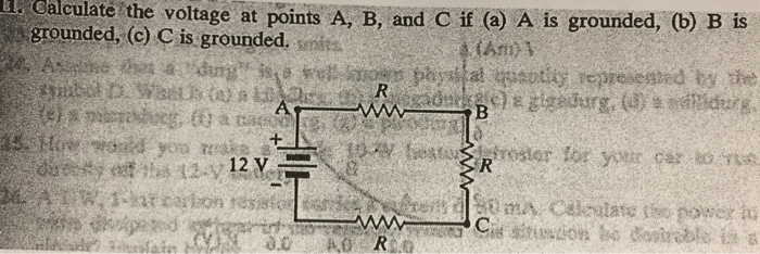 Solved calculate the voltage at points A, B, and C if (a) A | Chegg.com