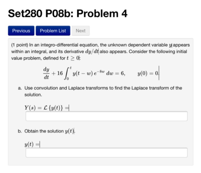 Solved In an integrodifferential equation, the unknown