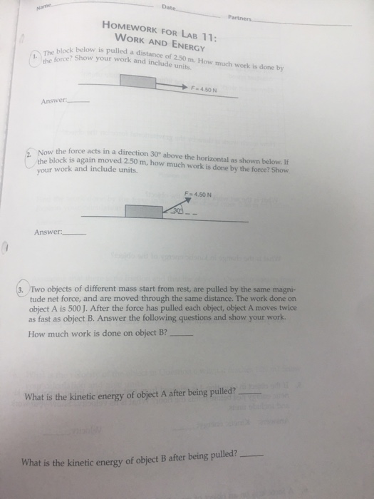 homework for lab 11 work and energy