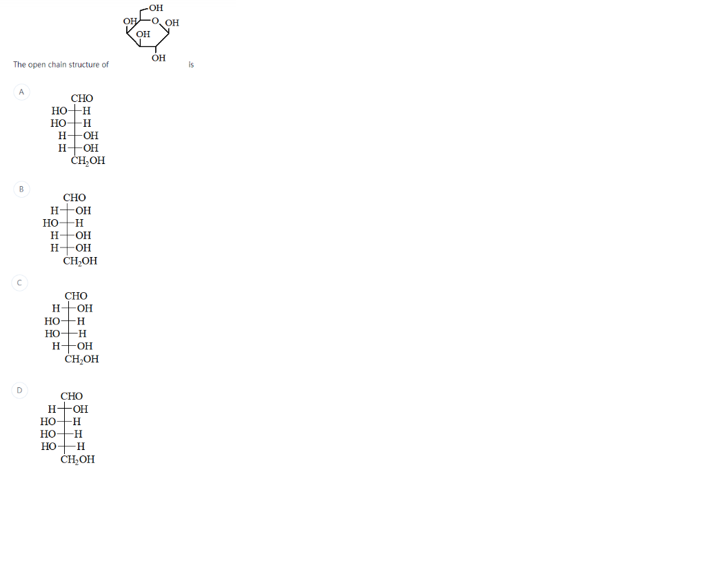 Solved The open chain structure of A CHO HO-H НО- -Н Н -ОН Н | Chegg.com