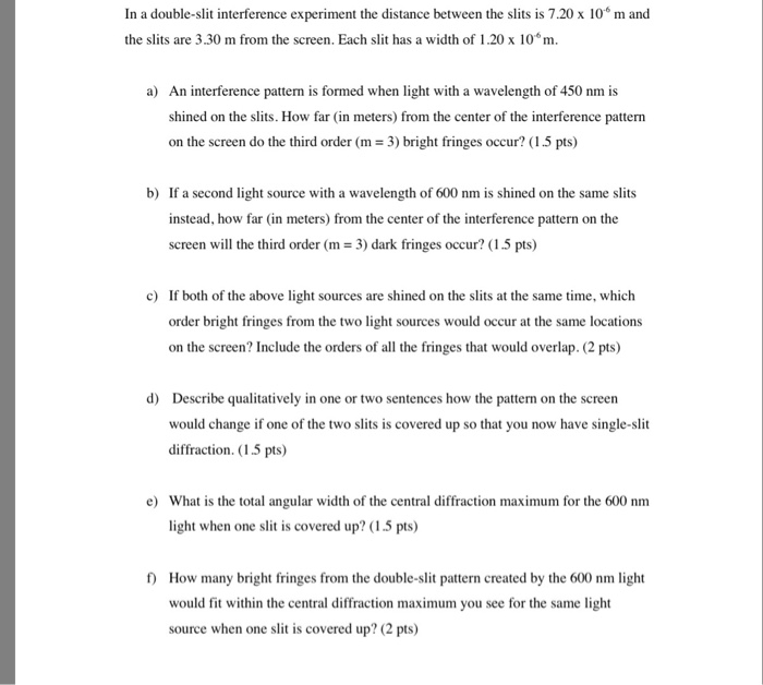 Solved In a double-slit interference experiment the distance | Chegg.com